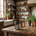 Tasses à café en verre gris fumé inclinées avec poignée en bois - 12